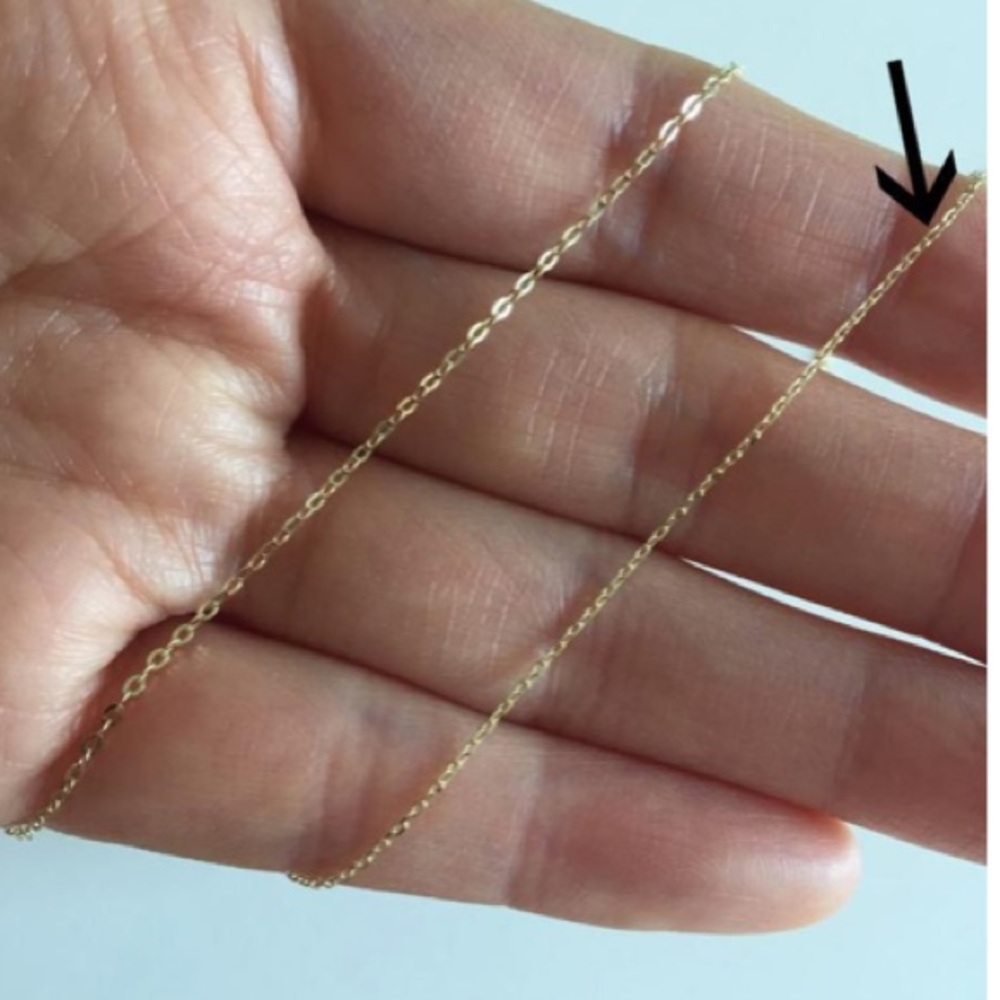 14k Solid Gold Necklace, Thin Chain - image 4